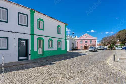 Street and municipal library, Lagoa, Algarve, Portugal photo