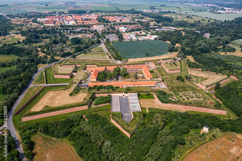 Aerial of the Fortress of Terezin, used by the Gestapo as a prison in World War 2, Czech Republic