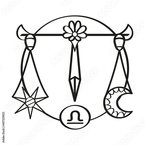 Isolated libra icon outline zodiac sign Vector
