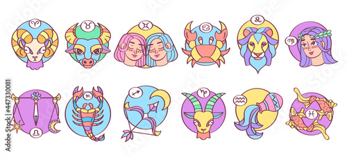 Complete set of colored zodiac signs Vector