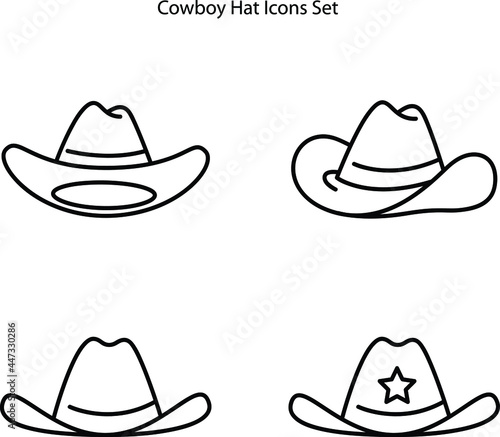 cowboy hat icons set  isolated on white background. cowboy hat icon thin line outline linear cowboy hat symbol for logo, web, app, UI. cowboy hat icon simple sign.