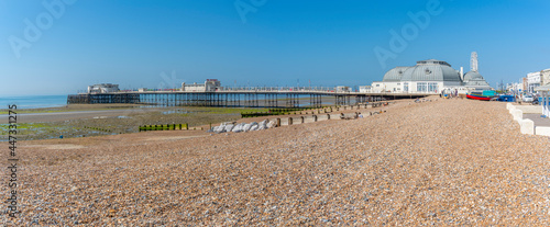 View of Worthing Pier and beach, Worthing, West Sussex, England