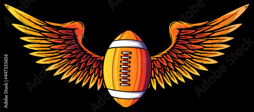 Realistic ball for American football with wings emblem vector photo