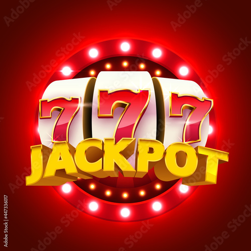 Slot machine wins the jackpot. 777 Big win casino concept.