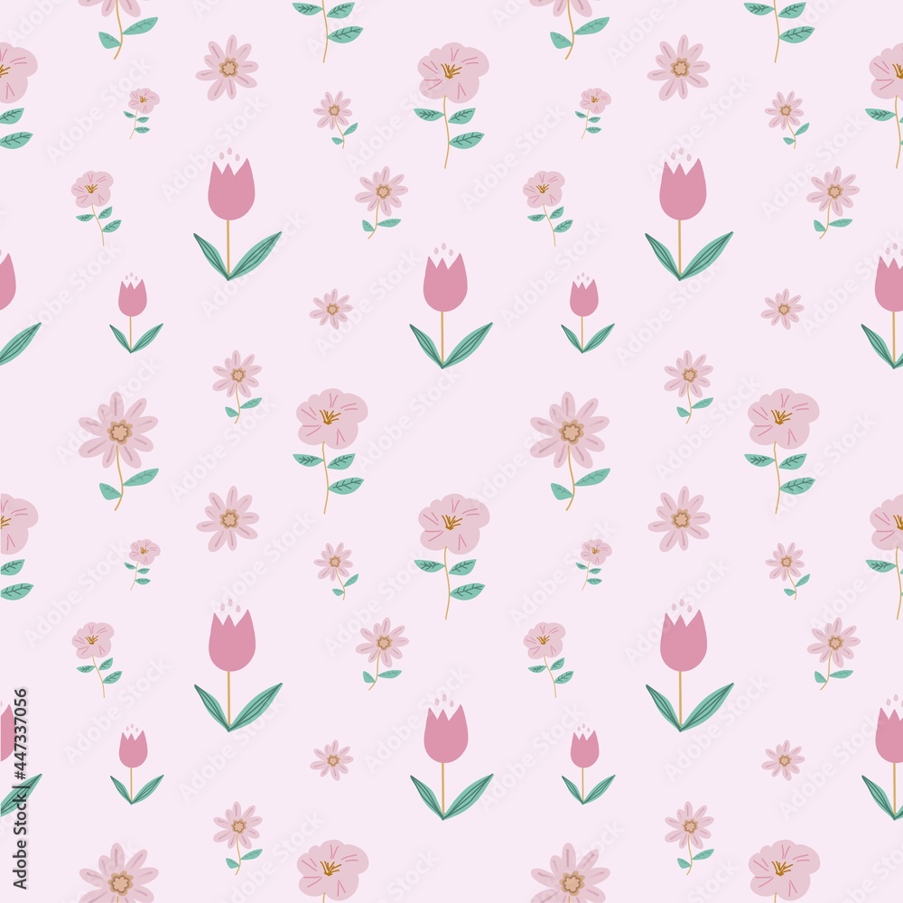seamless sweet flower and floral pattern background, decoration design floral illustration wallpaper blossom