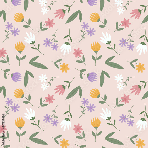 Abstract organic floral pattern background. Vector.