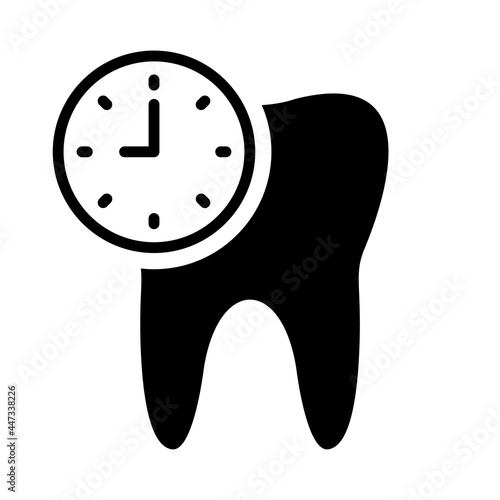 Dental Time Icon. Dentist Appointment sign. Dentist reception time schedule. Tooth, clock icon. 24 Hour Dental Care