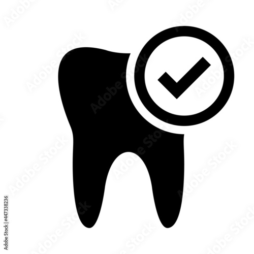 Dental Check icon. Tooth vector. Medical dental care sign tooth and check mark.