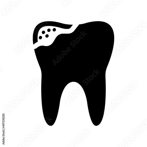 Sick tooth icon, stomatology and dental, caries sign. Dental caries, toothache, bad teeth, limestone, swollen gums. diseased tooth and oral cavity