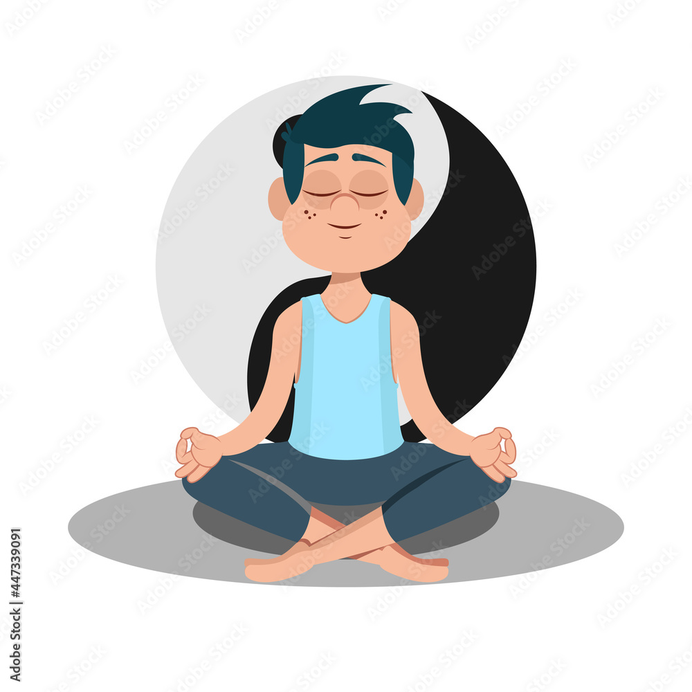 Isolated man meditating Yoga Healthy lifestyle Vector illustration