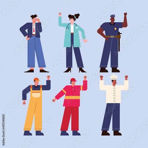 six professionals workers