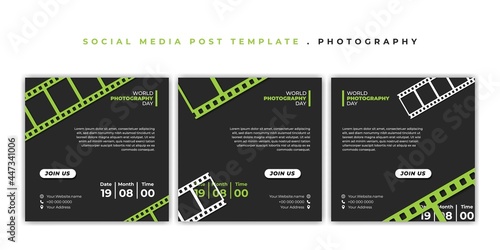 Set of social media template. Social media post template with film roll design