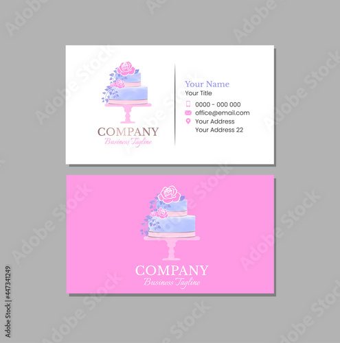 Cake Business Card Design in Pink and Purple