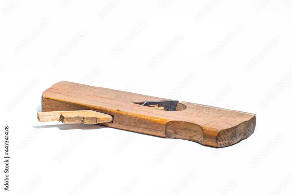 Old wooden jointer isolated on a white background Old wooden jointer isolated on a white background