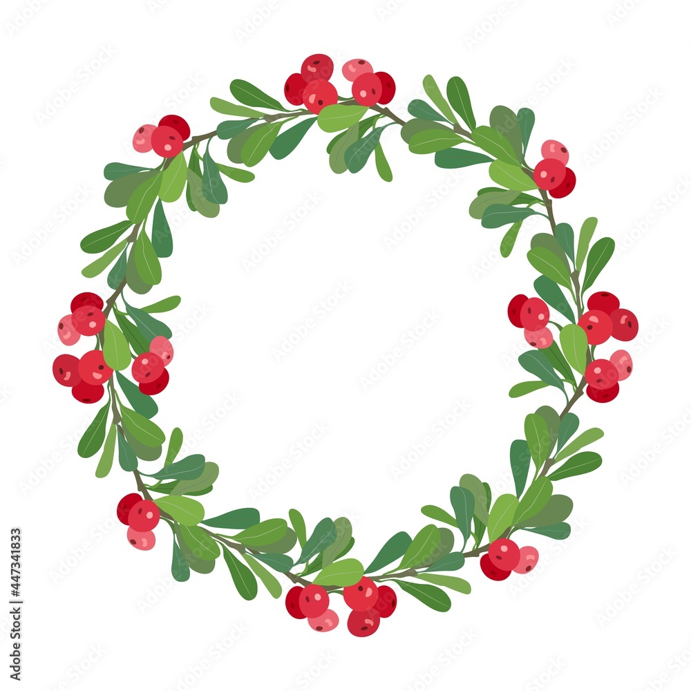 Wreath of bearberry on a white background with place for text. Vector illustration Wreath of bearberry on a white background with place for text. Vector illustration