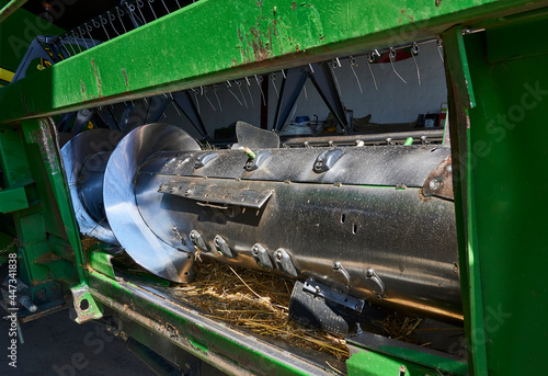 Photography Detail plan of harvester and baler machine