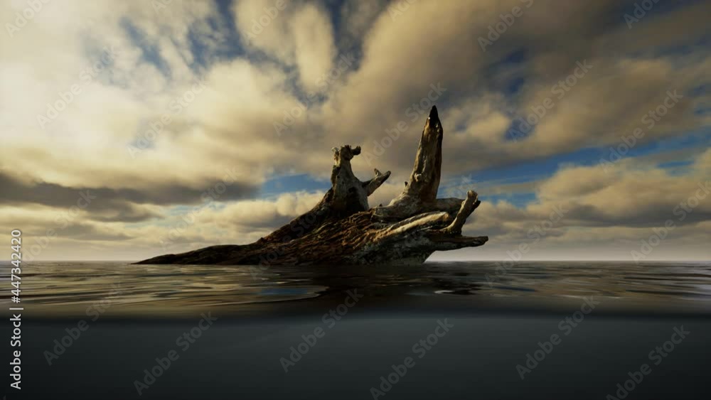 ocean seascape with sky and ocean wave splitted by waterline to underwater part ocean seascape with sky and ocean wave splitted by waterline to underwater part