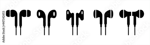 Headphone portable icons set, Airpods icon isolated on white background. Wireless earphones symbol, vector illustration
