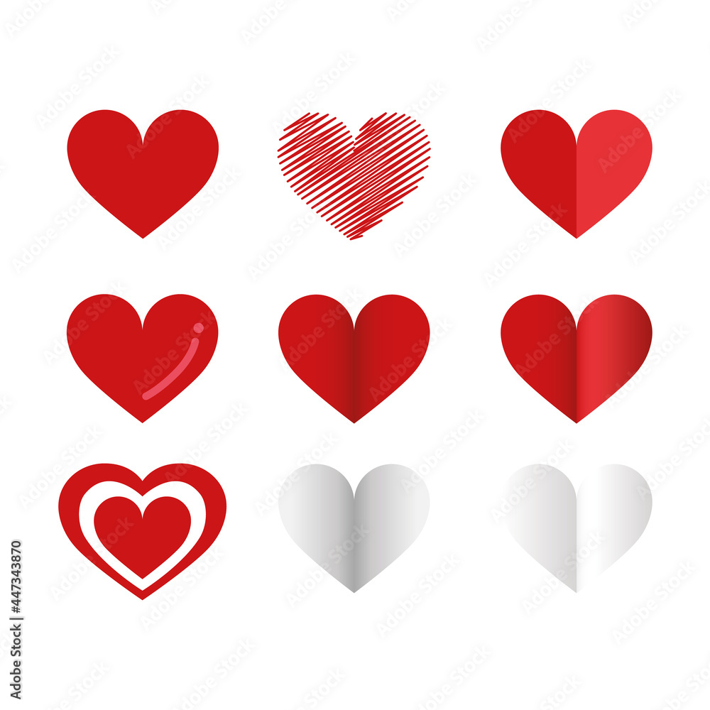Heart Vector in different style and shape pack set. Valentine day for love - Vector Symbol 4