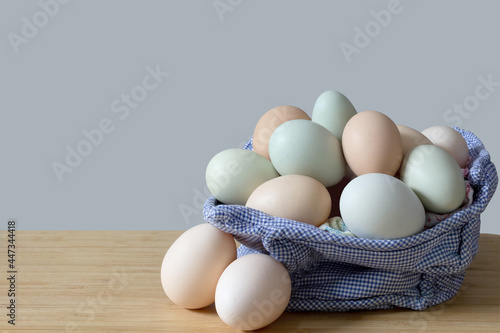 Basket full of free-range eggs