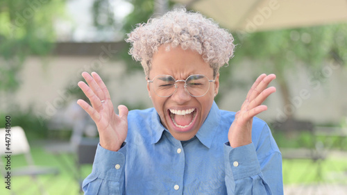 Portrait of Angry African Woman Screaming  Shouting