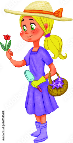 Gardener girl isolated