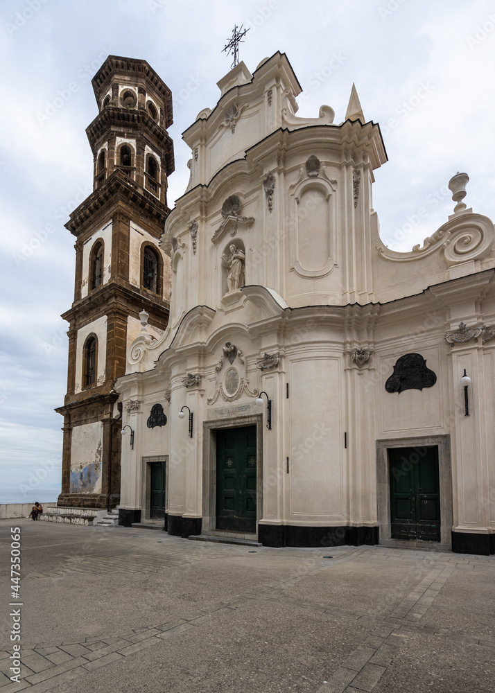Facade of the Collegiate Church of Santa Maria Maddalena in Atrani, Amalfi Coast, Italy