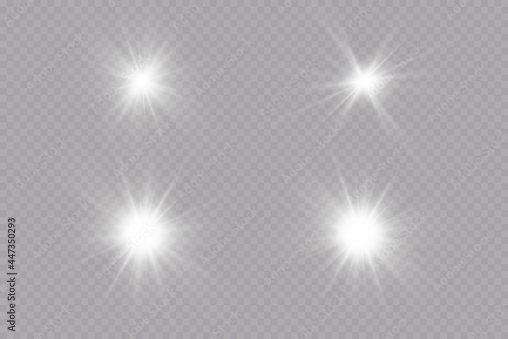 Fototapeta premium Glow effect. Star on transparent background.Bright sun. Vector illustration. 