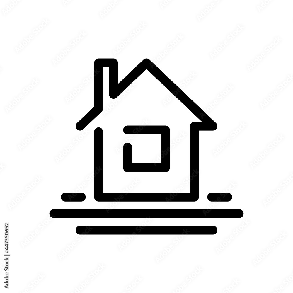 House icon. Black contour linear silhouette. Front view. Vector simple flat graphic illustration. The isolated object on a white background. Isolate. House icon. Black contour linear silhouette. Front view. Vector simple flat graphic illustration. The isolated object on a white background. Isolate.