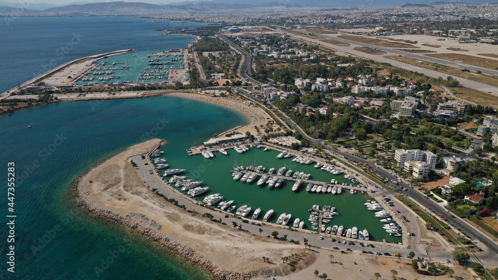 custom made wallpaper toronto digitalAerial drone photo of 4th Marina of Glyfada a popular yacht anchorage with calm water beach next to it, Athens riviera, Attica, Greece