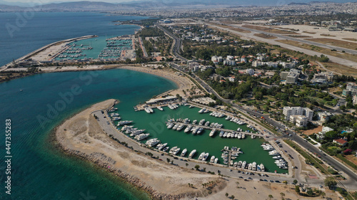 Wallpaper Mural Aerial drone photo of 4th Marina of Glyfada a popular yacht anchorage with calm water beach next to it, Athens riviera, Attica, Greece Torontodigital.ca