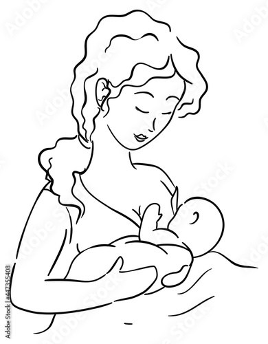 Tender scene of first timer mother with her baby, Vector illustration