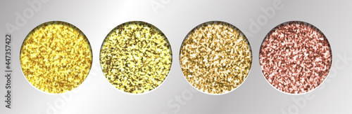 Eye Glitter Eyeshadow Tinsel Shimmer, Lipstick or Powder. Abstract Shine Circles, Make up Palette, Vector.