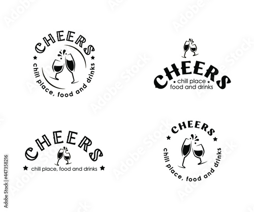 Set of design logos with ethnic elements in thin line style. Alcohol industry emblem, distillation business. Monochrome, black on white. Place for text