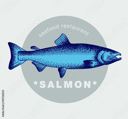 Seafood restaurant logo. Good quality handmade. Engraving. Can be repainted in a different color.