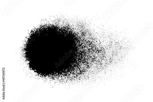 Black grainy texture isolated on white background. Dust overlay. Dark noise granules. Digitally generated image. Vector design elements. Illustration, Eps 10.