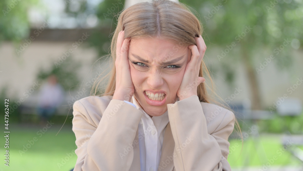 Outdoor Portrait of Angry Businesswoman Screaming, Shouting Outdoor Portrait of Angry Businesswoman Screaming, Shouting