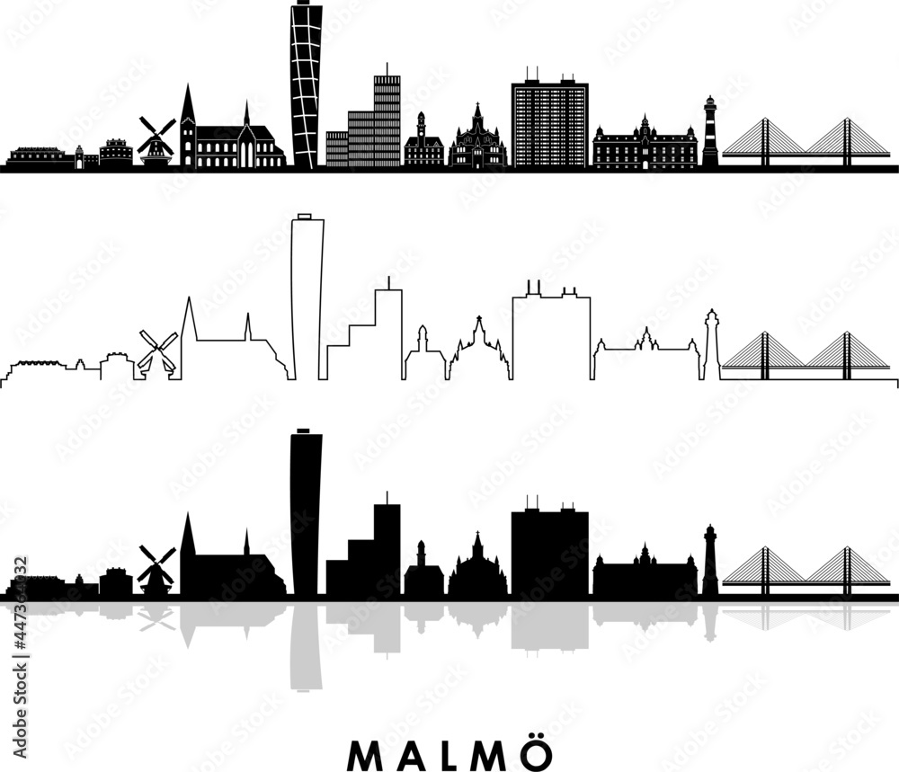 MALMÖ Schweden City Skyline Vector