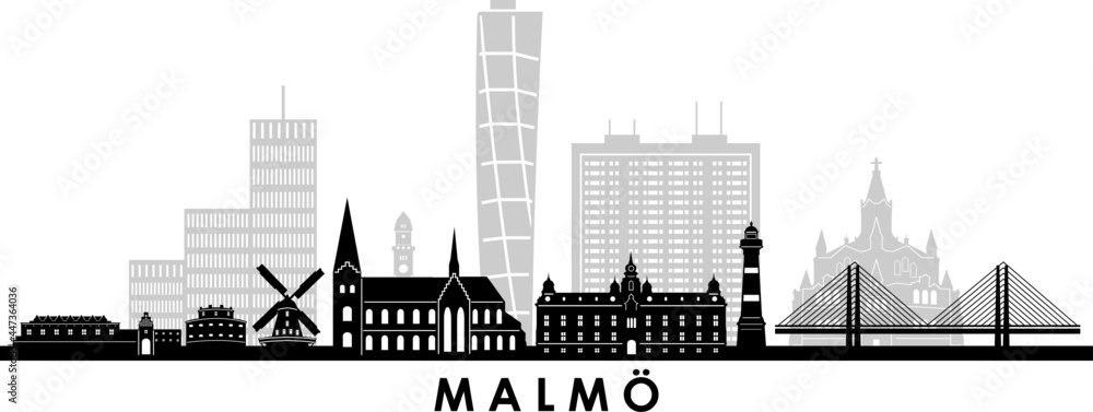 MALMÖ Schweden City Skyline Vector