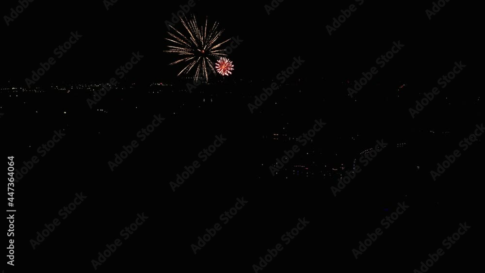 Aerial drone video of 4th of July fireworks at night in Wichita Kansas 4k Aerial drone video of 4th of July fireworks at night in Wichita Kansas 4k
