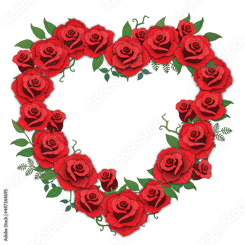 Fototapeta Naklejka Na Ścianę i Meble -  roses flower heart bouquet red, vector illustration white background