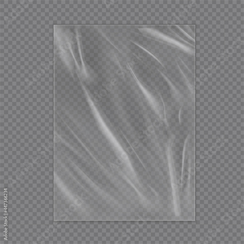 Realistic plastic wrap texture . Stretched polyethylene cover