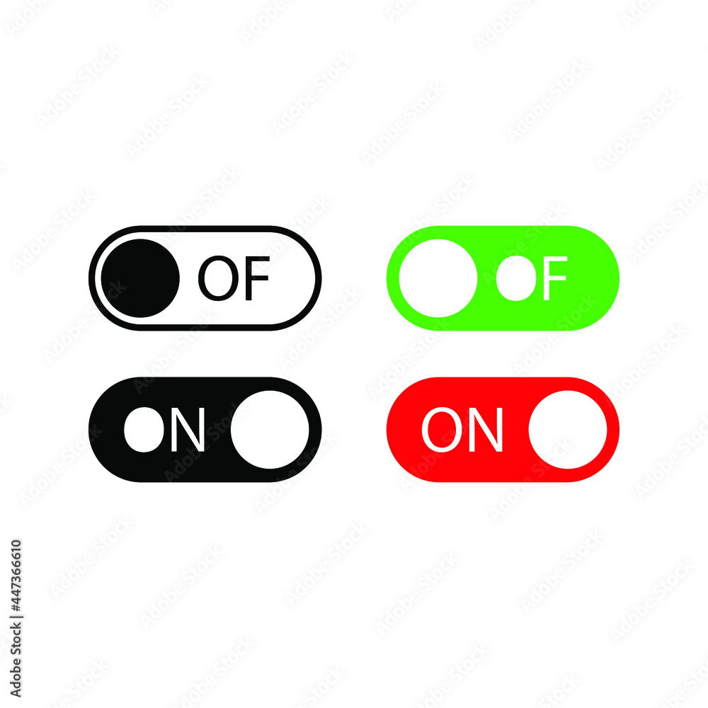 On and Off Switch Buttons, vector icon Illustration color editable On and Off Switch Buttons, vector icon Illustration color editable