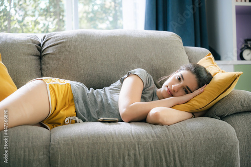 sleepy young woman relaxing...