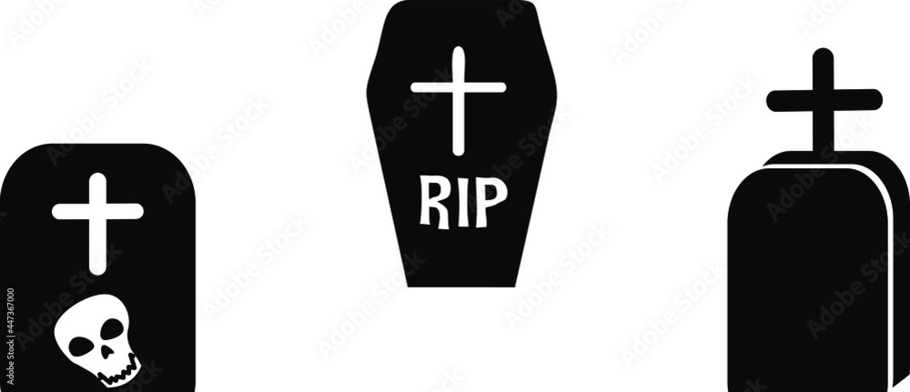 Creepy Halloween Graveyard Headstones, tombstone set. Vector illustration Creepy Halloween Graveyard Headstones, tombstone set. Vector illustration