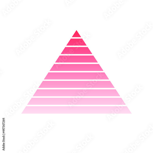 pyramid scheme 10 ten steps. vector hierarchy level chart graph, red diagram structure. triangle infographic illustration