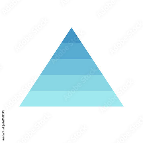 5 five steps pyramid scheme. vector hierarchy level chart graph, blue diagram structure. triangle infographic illustration