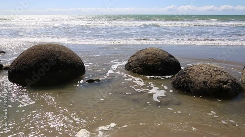 Moeraki Boulders in water - New Zealand