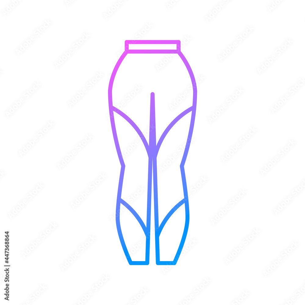 Stretching leggings outline icon. Homewear and sleepwear. Purple gradient symbol. Isolated vector illustration Stretching leggings outline icon. Homewear and sleepwear. Purple gradient symbol. Isolated vector illustration
