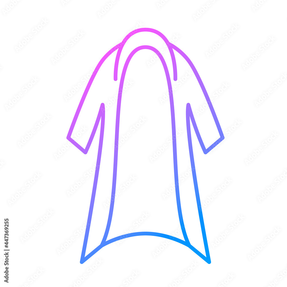 Home bathrobe outline icon. Homewear and sleepwear. Purple gradient symbol. Isolated vector illustration Home bathrobe outline icon. Homewear and sleepwear. Purple gradient symbol. Isolated vector illustration